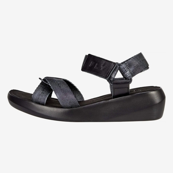 FLY LONDON BENA724FLY Sandals Black Bridle / Fly Web - Picture 1 of 16